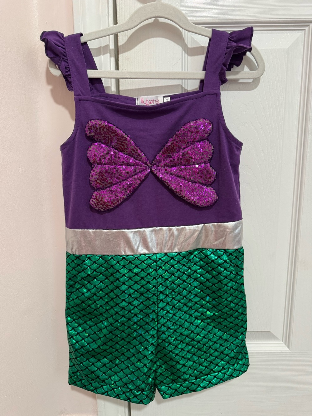 Lily Tots Girls 7/8 Mermaid Costume Romper Sequin NWOT